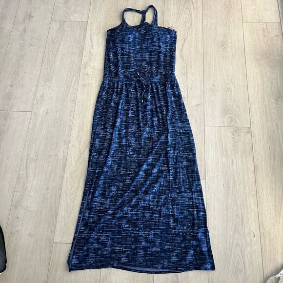 Athleta Cressida Blue Space Dye Racerback Maxi Dress size women's medium - Picture 1 of 7